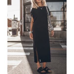 $180 Mikuta The Dark Long Batwing Dress Lyocell Cotton Blend NWT Lightweight M